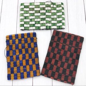 🌼 Handmade Red Black, Orange Blue, Green White Checked Stretch Bracelet